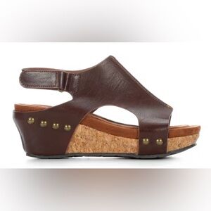 Elegant Brown Leather Wedge Sandals